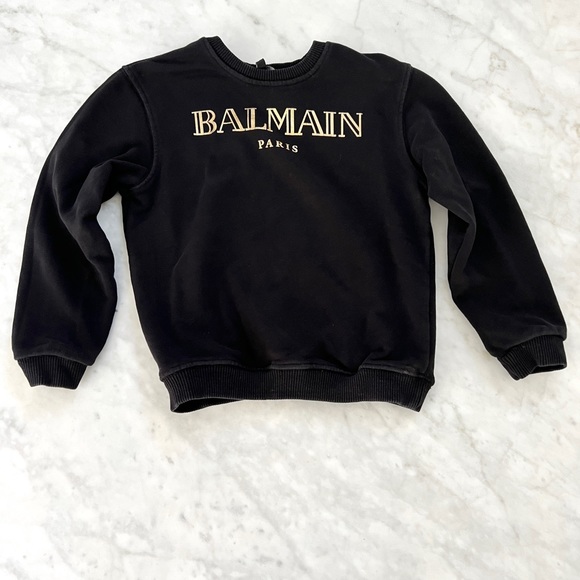 Balmain Sweatshirt Gold Font Balmain Paris Logo Sweatshirt Black